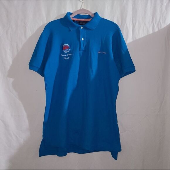 Vintage Columbia Blue Polo Short Sleeve Shirt  Portland Rose Festival - Picture 1 of 7